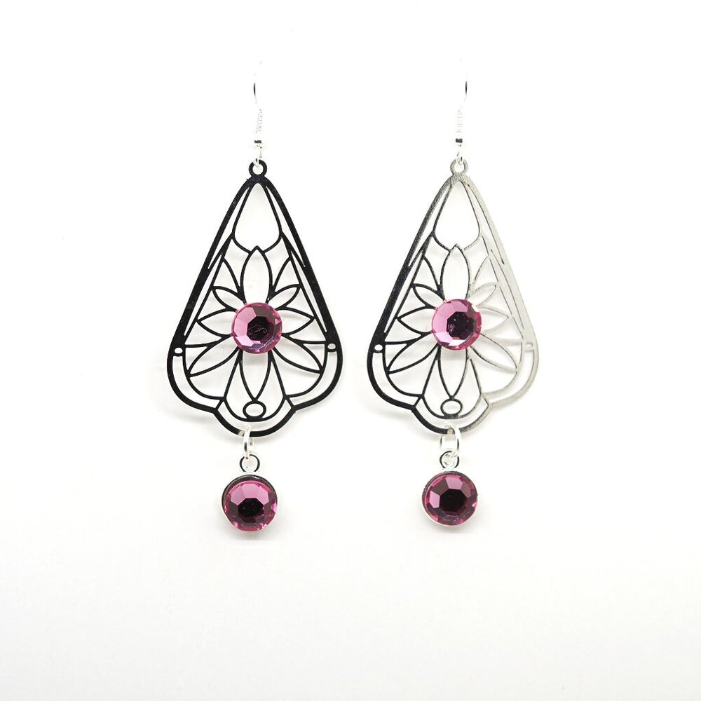 Pink Flower Earrings
